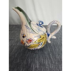 Hull Pottery Blossom Flite Teapot with Lid T14 1955 Pink 8.25" Floral Glossy